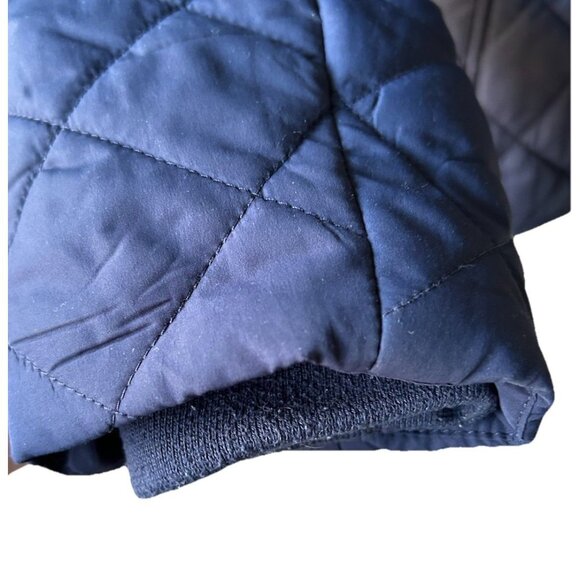 J Crew Full Zip Quilted Barn Jacket Women's Size Medium Navy Blue Gold Casual - Picture 10 of 11